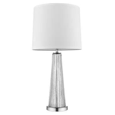 Homezia 29" Silver Metal Table Lamp With White Empire Shade