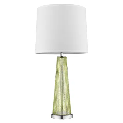 Homezia 29" Silver Metal Table Lamp With White Empire Shade In Brown