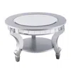 Homezia 29" Silver Mirrored And Metal Round Mirrored Coffee Table