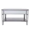 Homezia 29" Silver Mirrored Glass Square Coffee Table