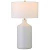 Homezia 29" White Ceramic Table Lamp With White Drum Shade
