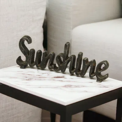 Homezia 3" Black Cast Iron Hand Painted Sunshine Sculpture
