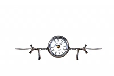 Homezia 3" Novelty Nickel Metal And Glass Analog Wall Clock In Blue