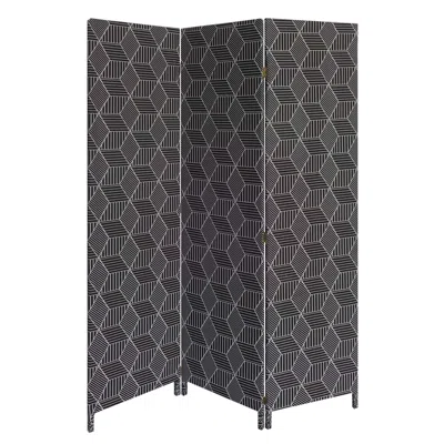 Homezia 3 Panel Black Soft Fabric Finish Room Divider