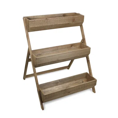 Homezia 3 Tier Wooden Shelves Storage Plant Stand In Brown