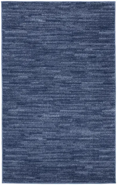 Homezia 3' X 5' Navy Blue Non Skid Indoor Outdoor Area Rug