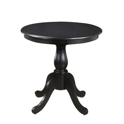 Homezia 30" Antique Black Round Turned Pedestal Base Wood Dining Table