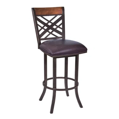 Homezia 30" Brown Faux Leather And Iron Bar Height Bar Chair