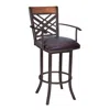 Homezia 30" Brown Faux Leather And Iron Bar Height Bar Chair