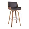 Homezia 30" Brown Solid Wood Swivel Low Back Bar Height Bar Chair