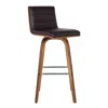 Homezia 30" Brown Solid Wood Swivel Low Back Bar Height Bar Chair