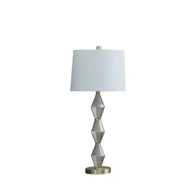 Homezia 30" Brushed Gold Geo Glass Table Lamp With Shade In Metallic