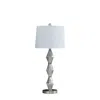 Homezia 30" Brushed Silver Geo Glass Table Lamp With White Shade