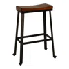 Homezia 30" Chestnut And Black Steel Backless Bar Height Bar Chair