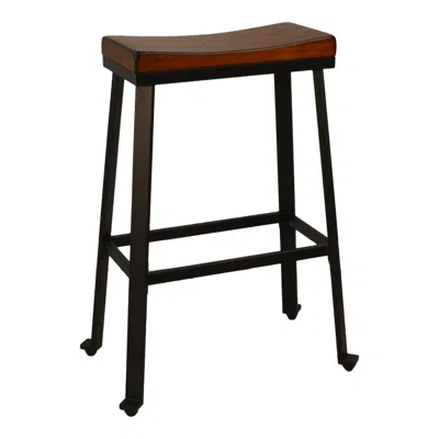 Homezia 30" Chestnut And Black Steel Backless Bar Height Bar Chair
