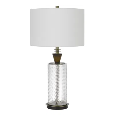 Homezia 30" Clear Metal Table Lamp With White Empire Shade