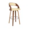 Homezia 30" Cream And Brown Iron Swivel Low Back Bar Height Bar Chair