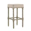 Homezia 30" Cream And Gray Solid Wood Backless Bar Height Bar Chair