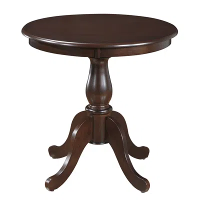 Homezia 30" Espresso Rounded Solid Manufactured Wood And Solid Wood Pedestal Base Dining Table In Brown
