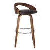 Homezia 30" Faux Leather And Solid Wood Swivel Low Back Bar Height Bar Chair
