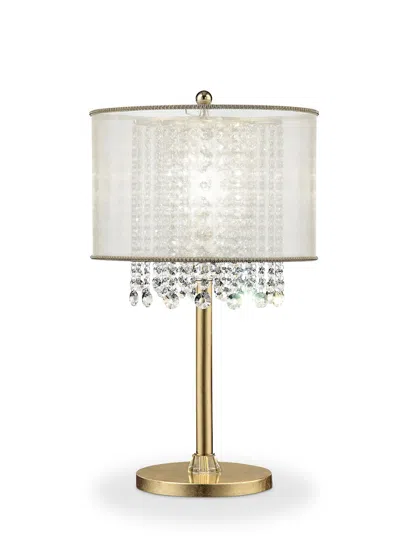 Homezia 30" Gold Metal Novelty Bedside With White Drum Shade In Multi
