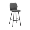 Homezia 30" Gray And Black Faux Leather And Iron Swivel Bar Height Bar Chair