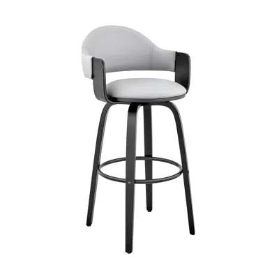 Homezia 30" Gray And Black Iron Swivel Low Back Bar Height Bar Chair