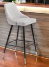 Homezia 30" Gray And Black Velvet And Steel Bar Height Bar Chair