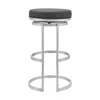 Homezia 30" Gray And Silver Faux Leather And Iron Swivel Backless Bar Height Bar Chair