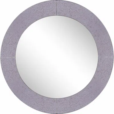 Homezia 30" Gray Round Glass Framed Accent Mirror