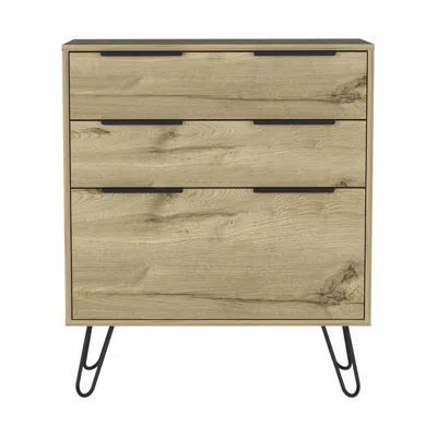 Homezia 30" Light Oak Manufactured Wood Three Drawer Dresser In Brown