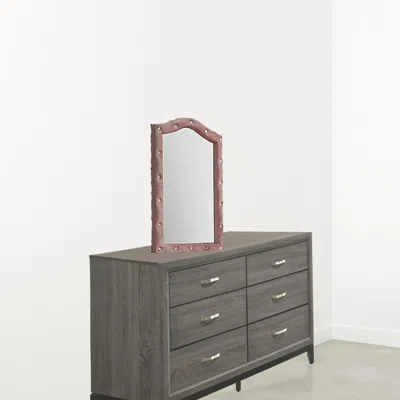 Homezia 30" Pink Fabric Dresser Mirror In Gray