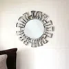 Homezia 30" Silver Abstract Metal Framed Accent Mirror