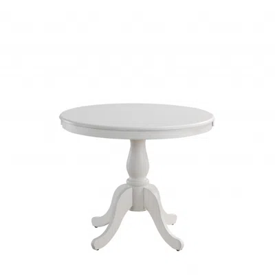 Homezia 30" White Round Turned Pedestal Base Wood Dining Table