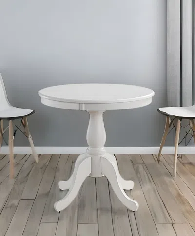 Homezia 30" White Round Turned Pedestal Base Wood Dining Table