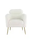 Homezia 30" White Wool And Brown Barrel Chair