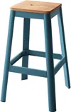 Homezia 30" Wood Brown And Green Solid Wood And Metal Counter Height Bar Chair