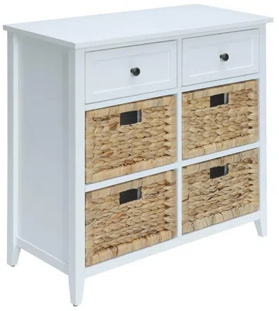 Homezia 30" X 13" X 28" White Wood Veneer 6 Drawers Accent Chest In Multi