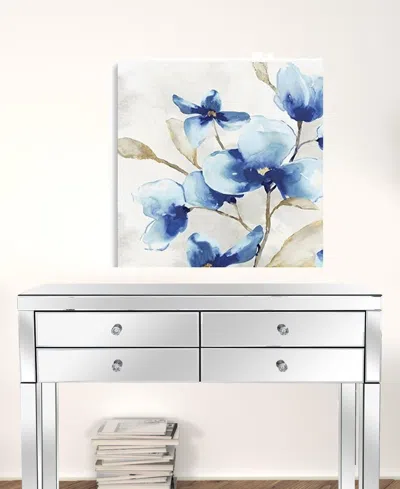 Homezia 30" X 30" Watercolor Abstract Gray Blue Flower Ii Canvas Wall Art