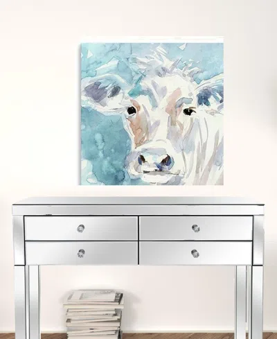 Homezia 30" X 30" Watercolor Soft Pastel Cow Canvas Wall Art In Gray