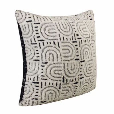 Homezia 30" X 30" White And Blue 100% Cotton Geometric Zippered Pillow