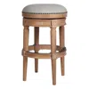Homezia 31" Beige And Natural Solid Wood Swivel Backless Bar Height Bar Chair