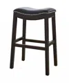 Homezia 31" Black And Espresso Solid Wood Backless Bar Height Bar Chair