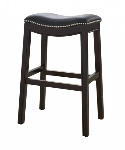 Homezia 31" Black And Espresso Solid Wood Backless Bar Height Bar Chair