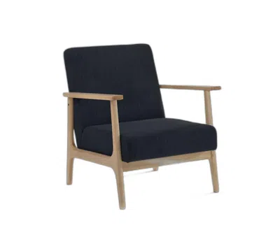 Homezia 31" Black And Natural Oak Low Seat Modern Armchair