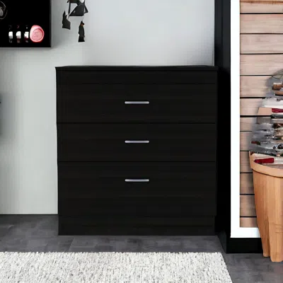 Homezia 31" Black Three Drawer Dresser