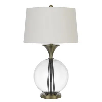 Homezia 31" Bronze Metal Globe Table Lamp With White Empire Shade