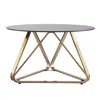 Shop Homezia 31" Champagne Glass And Metal Round Coffee Table