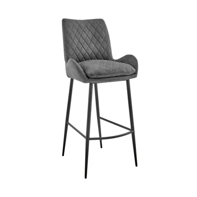 Homezia 31" Charcoal And Black Iron Bar Height Bar Chair In Gray