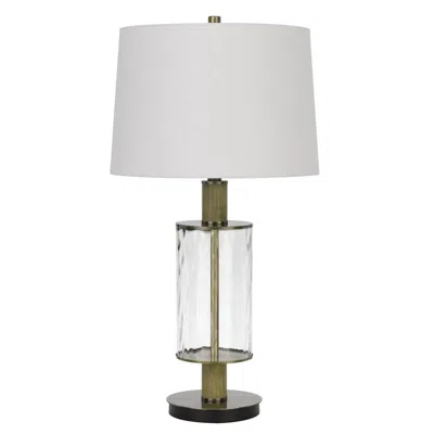 Homezia 31" Clear Metal Table Lamp With White Empire Shade